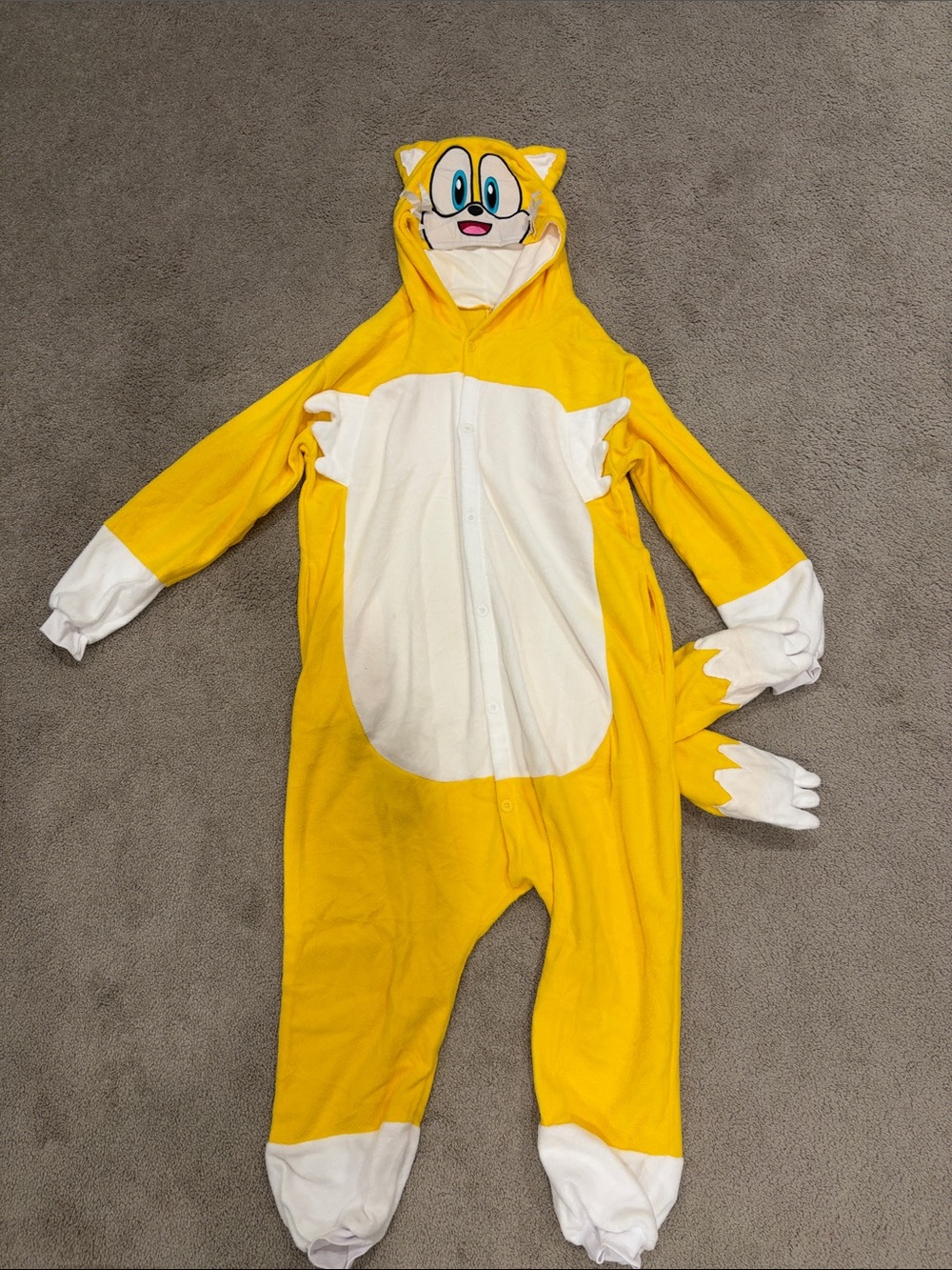 Yellow and White adult One-Piece Character Onesie Hoodie- Adult small